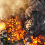 Zjarri i madh në Shkodër, policia: Flakët përfshinë tregun e rrobave të përdorura, po bëhet evakuuimi i banorëve në banesat e rrezikuara