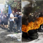 Opozita djeg sërish goma në qendër të Tiranës, protestuesit i merr flakë këmisha…
