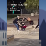 I moshuari me scooter sfidon të rinjtë në park