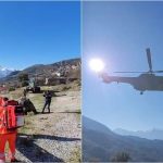 Fshati i bllokuar nga rrëshqitja e dheut, helikopteri transporton drejt Tiranës të riun e plagosur nga mushka